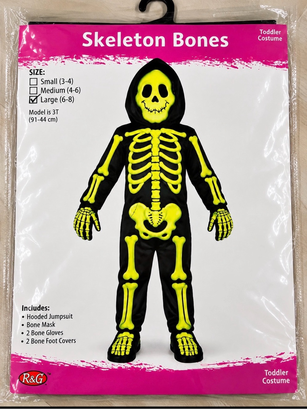 Halloween 🎃 Toddler Skeleton Bones Costume - Black with Neon Yellow Bones